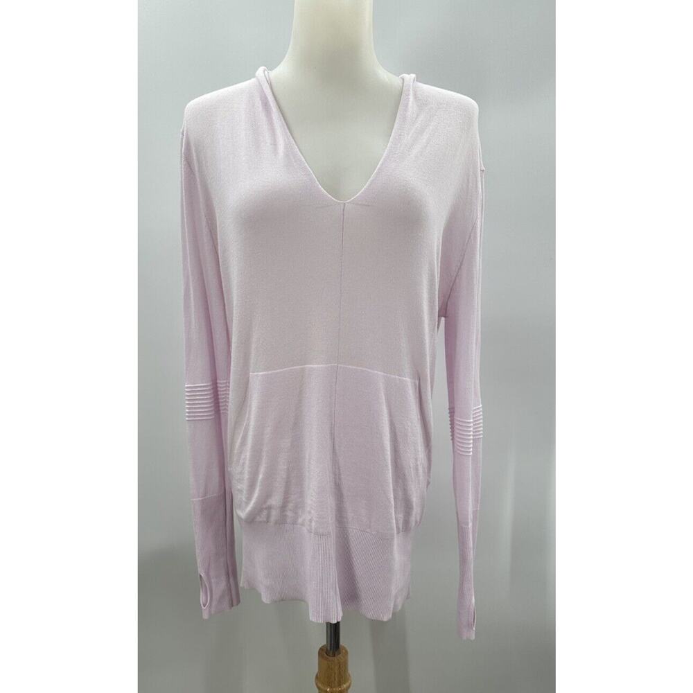 ATHLETA Enlighten Sweater Hoodie Size Small Light Pink Pockets Cotton/Silk Women